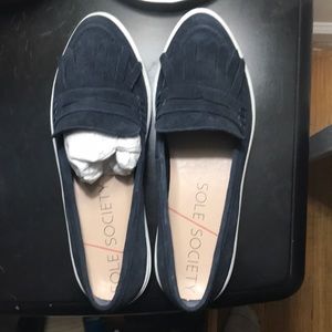 Sole society blue suede loafer style sneakers
